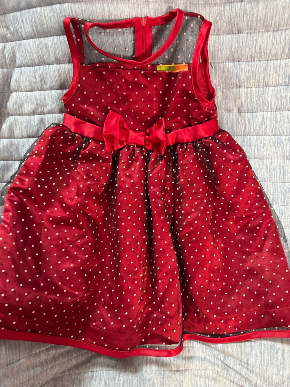 Penelope Mack Red Polka Dot Girls' Party Dress with Bow Accent